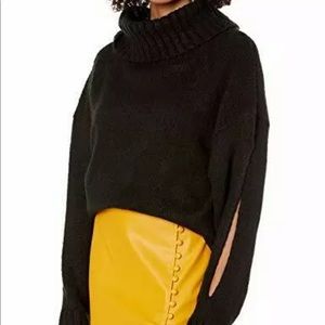 Kendall and Kylie X Revolve Slit Sleeve Black Turtleneck Sweater Size S